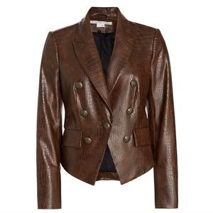 NWT $698 Veronica Beard Crocodile Dickey Vegan Leather Blazer Jacket Siz…